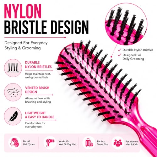 6 Pack Pocket Hair Brushes Set - Travel Detangling Brushes for All Hair Types