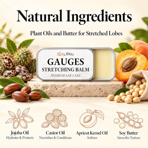 BodyJ4You 0.35 Oz Ear Stretching Balm with Jojoba & Castor Oil for Gauges