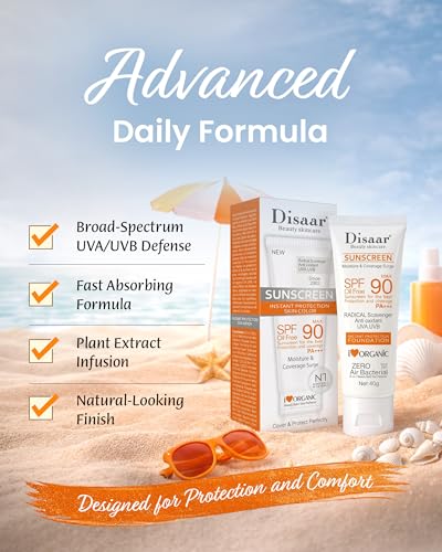 Disaar Beauty Sunblock Cream SPF 90 - Non-Greasy Formula, 1.41 Fl Oz