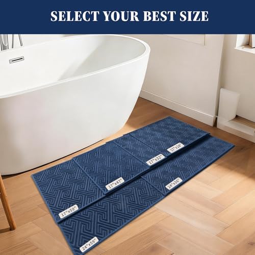 Navy Blue Non-Slip Bath Rug 17"x24" - Quick Dry & Absorbent