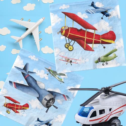 40pcs Airplane Party Napkins - Disposable Birthday Table Decor