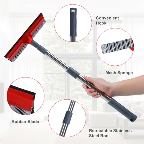 Bryquelin 2-in-1 Window Squeegee with Adjustable 19-37" Handle