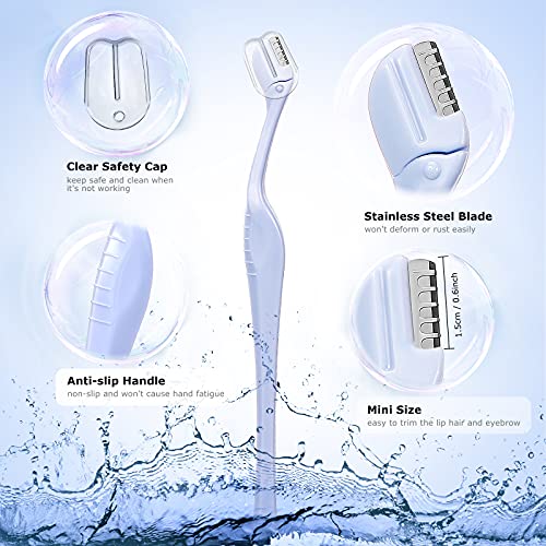 Honoson 6Pcs Eyebrow Razor Set - Mini Face Razors for Women, 3 Colors (2 each)