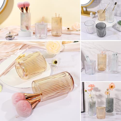 DASITON Crystal Glass Makeup Brush Holder Organizer - Coffee L