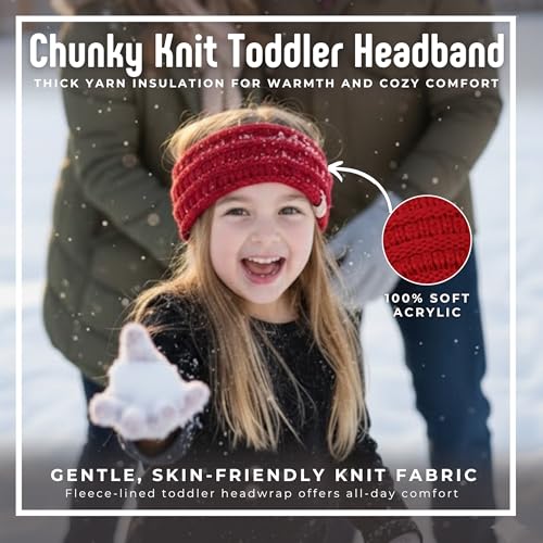Funky Junque Kids Ear Warmer Headband - Red Fleece Lined Knit
