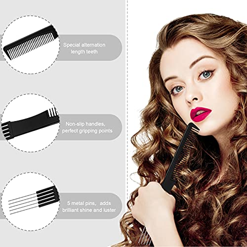 3-Piece Metal Hair Picks & Teasing Comb Set for Women & Men