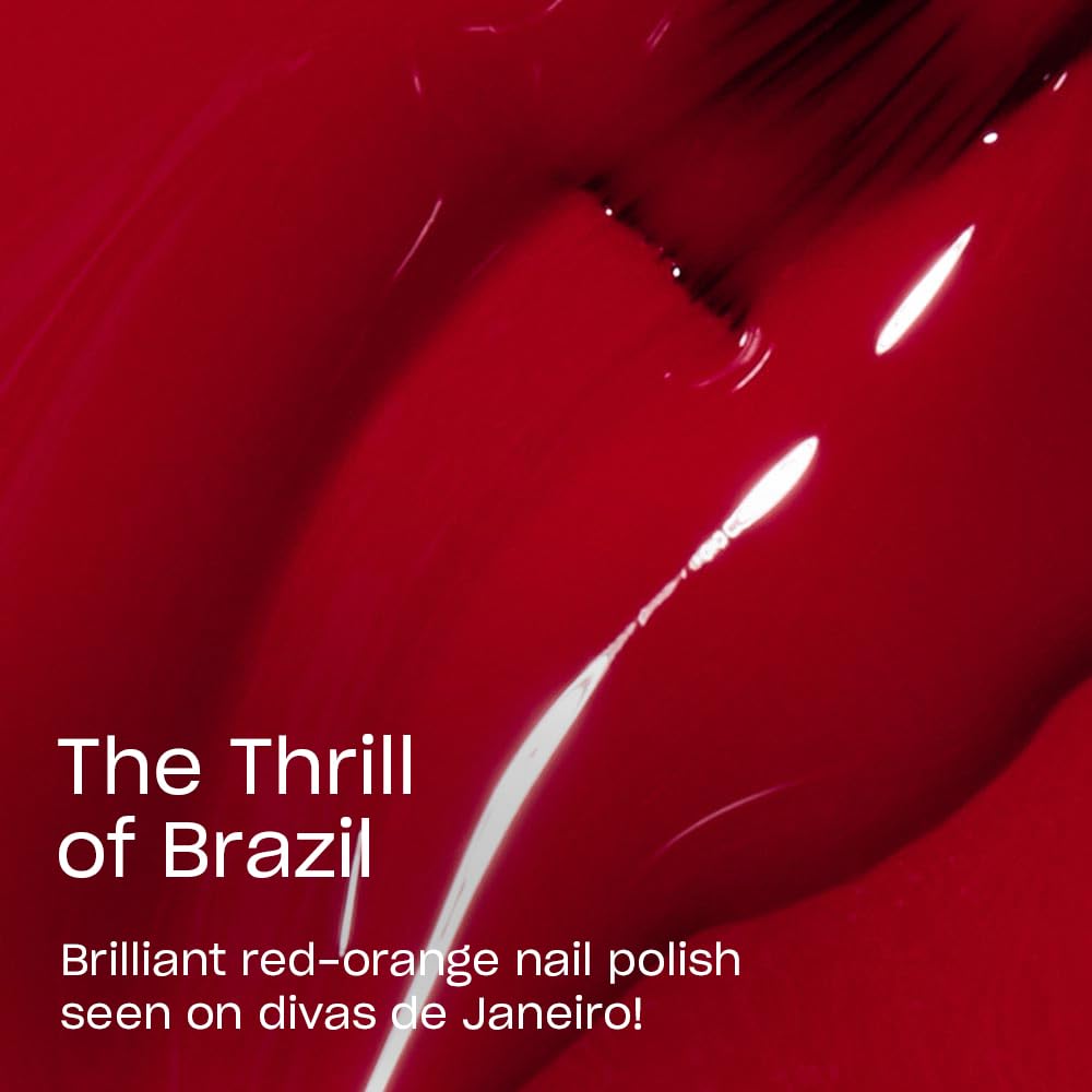 OPI Nail Lacquer The Thrill of Brazil | Opaque Bright Red Crème Chip Resistant Nail Polish | Vegan, Fast Drying, Streak Free