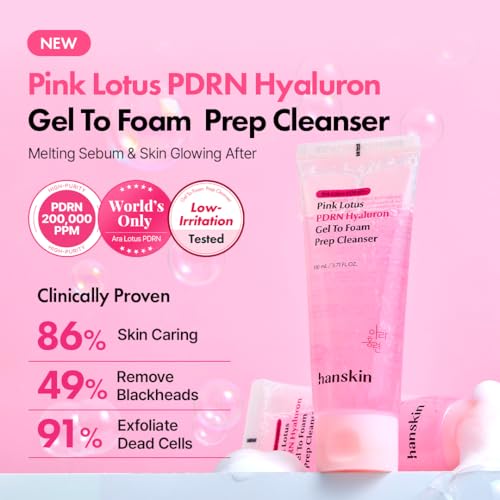 Hanskin PDRN Gel-to-Foam Cleanser with Pink Lotus - Vegan & Hydrating