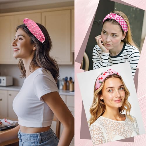 AWAYTR Wide Knotted Headbands for Women - 4 Piece Fabric Hair Accessory Set