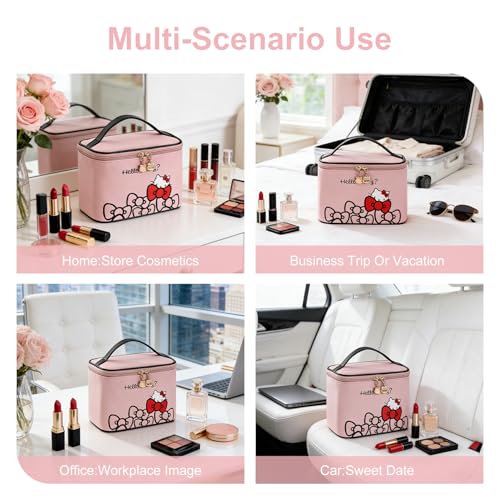 Vimanllie Hello Kitty Large Travel Makeup Bag, Waterproof Cosmetic Organizer