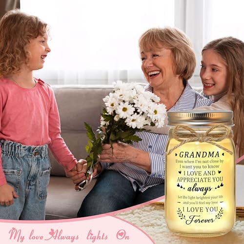 Grandma Night Light Mason Jar Gift - Warm Light Decor