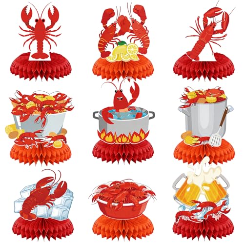 Crawfish Boil Party Decorations - 9 Piece Honeycomb Centerpieces