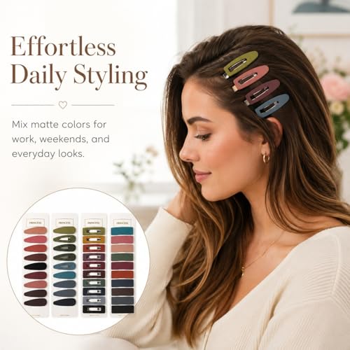 B.PHNE 40 Pcs Small Hair Barrettes for Women - Mixed Cutout & Solid Non-Slip Snap Clips