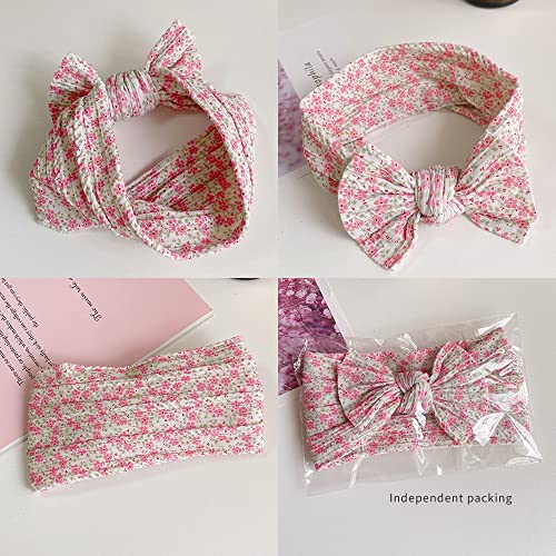 Set of 6 Soft Nylon Baby Girl Headbands with Floral Bows
