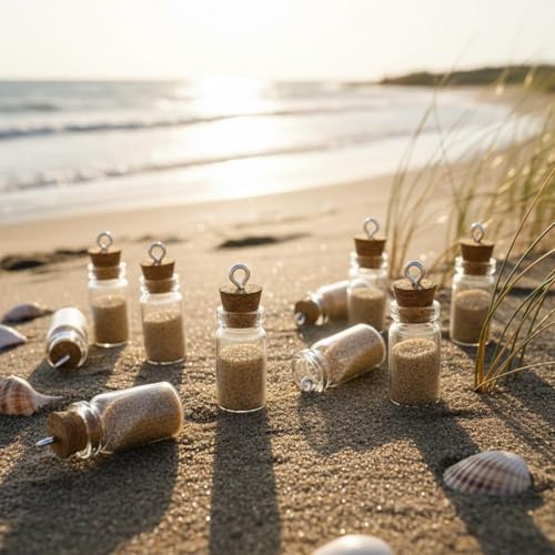 Sherli 1ml Small Glass Jars with Cork Lids - Pack of 45, Mini Spell & Storage Bottles