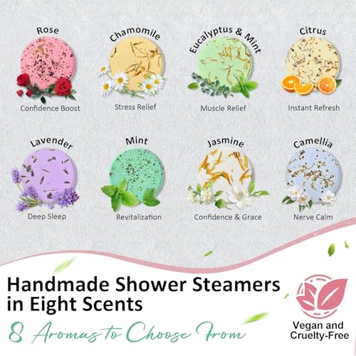 Pink Shower Steamers Aromatherapy Gift Set - 8 Pack for Relaxation, Spa, and Self Care