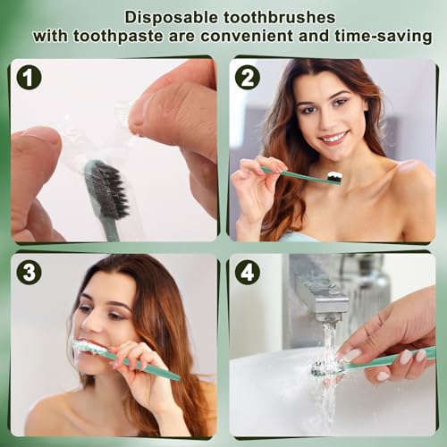30 Pack Disposable Toothbrush and Toothpaste Set, Individually Wrapped