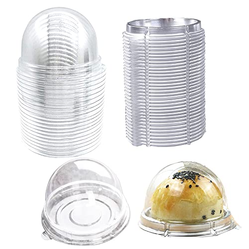 EchoDone 50 Set Clear Mini Cupcake Boxes - Silver Dome Containers