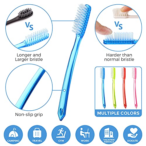 24 Pieces Extra Hard Firm Bristle Toothbrush Set for Adults with Full Head, Multi-Color