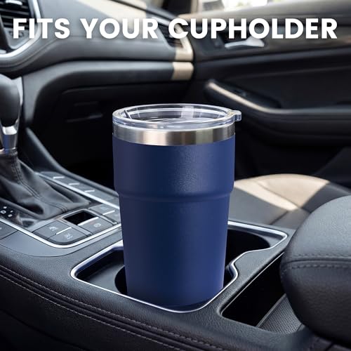 MEWAY 16oz Stainless Steel Insulated Travel Tumbler with Lid - Navy