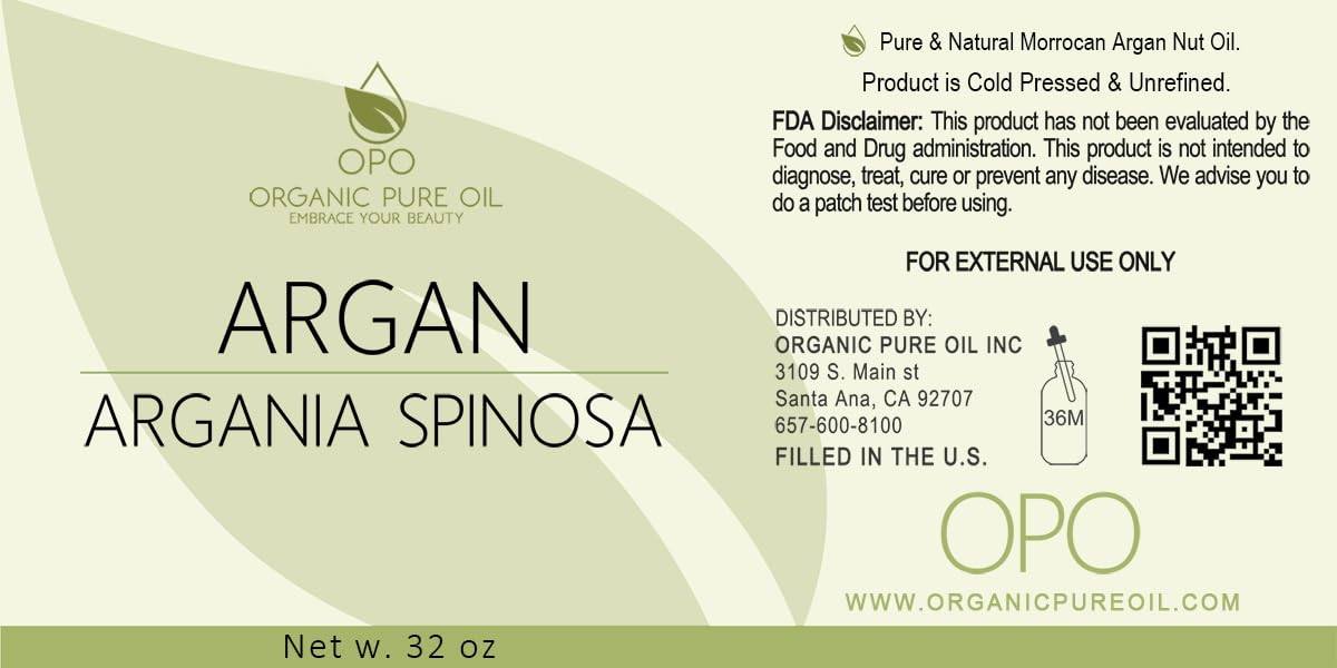 Moroccan Argan Oil - Pure Unrefined Extra Virgin Cold Pressed - 32 oz | Hydrating Oil for Hair, Skin, Face, Body, Beard & More