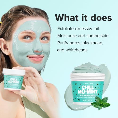 I DEW CARE Chill Mo-Mint Wash Off Face Mask - 3.38 Oz Soothing Mint Mask