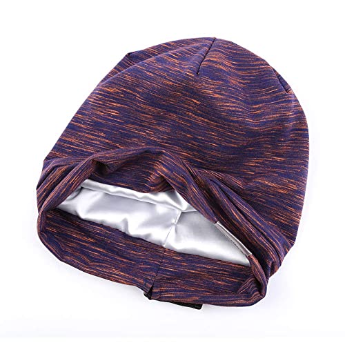 ELIHAIR Adjustable Satin Beanie Sleep Cap for Kids - Rose Violet & Grey Pale