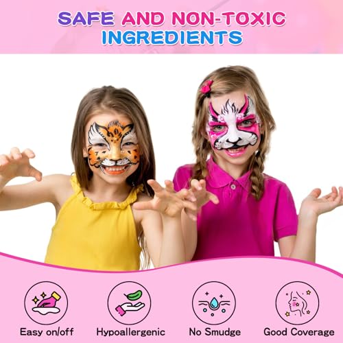 Professional Face Painting Kit for Kids and Adults - 12-Color Split Palette