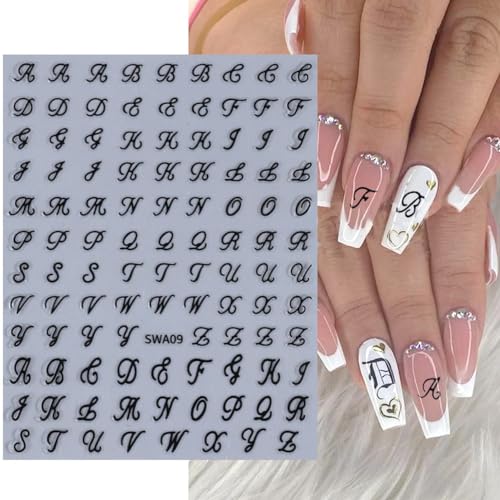Old English Letter Nail Stickers - 8 Sheets Self-Adhesive Decals