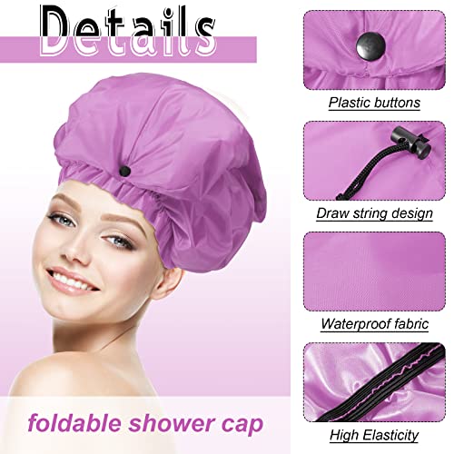 Eurzom Extra Large Shower Cap Set for Braids - 4 Pcs (Pink, Blue, Green, Purple)