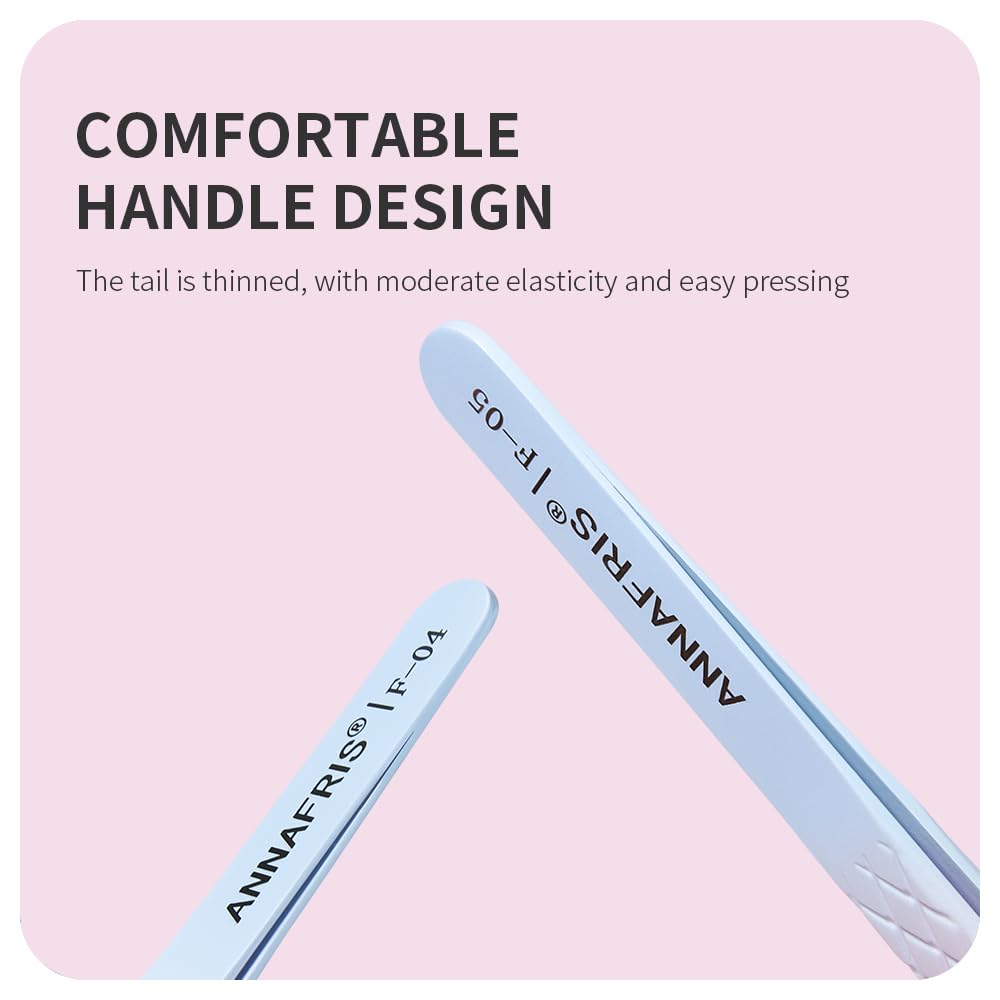 ANNAFRIS Eyelash Extension Tweezers,Fiber Tip Grip Boot Volume Lash Tweezers,Professional Pointed Lash Extension Tweezers for Easy Lash Application and Removal(4Pcs-F01/02/06/09)