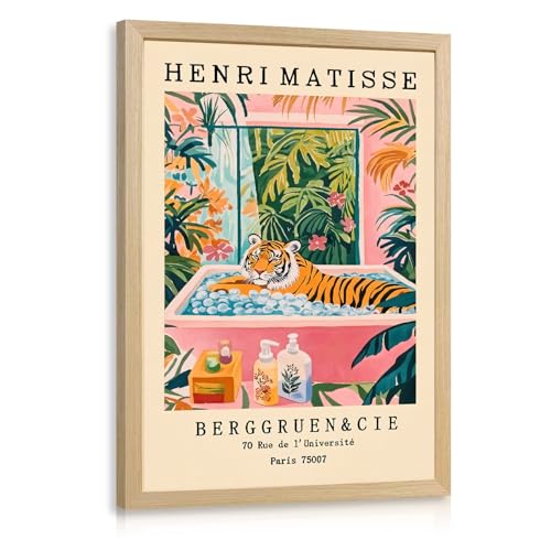 Tropical Tiger Bathroom Wall Art - 8x10 Canvas Print