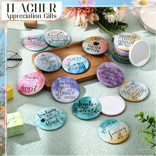 Hollowfly 24 Pcs Mini Compact Makeup Mirrors with Inspirational Quotes - Teacher Gifts