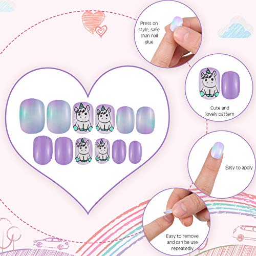 Maitys Rainbow 240 Pcs Press On Nails Set for Girls