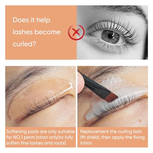 PERMANIA Clear Flat Lash Lift Shields for No.1 Perm Softening Eyelash Lift Pads, Salon Use