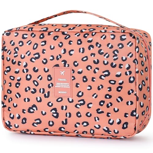 Mossio Pink Leopard Hanging Toiletry Bag with Sturdy Hook - Travel Organizer for Men & Women