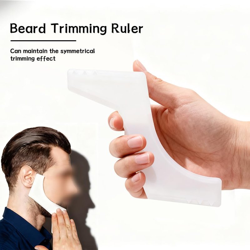 4 Pcs Men's Beard Trimming Tool Reusable Hairline Shaping Tool, Goatee Groomer Portable Plastic Template Set for Hair and Beard (White)