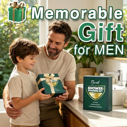 Pjordo Shower Steamers & Body Powder Gift Set for Men, Aromatherapy Spa