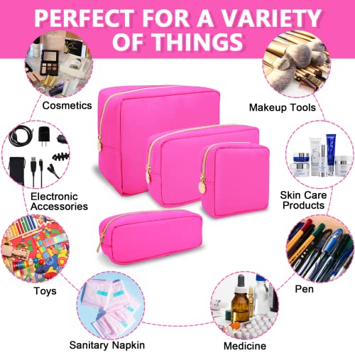 UIXIZQ Large Bubblegum Makeup Bag - Waterproof Nylon Cosmetic & Travel Organizer for Women