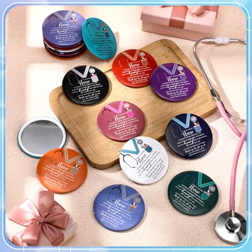 10-Pack Nurse Appreciation Compact Mirrors - Portable Pocket Gift Set