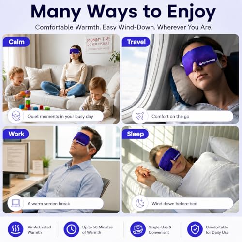 Eye Serenity Steam Eye Mask, Heated Eye Mask, Self Heating Warm Compress for Dry Eyes, Fast Relief for Stye, Puffy Sensitive Eyes, Moist Heat, Gift for Women and Men - Unscented