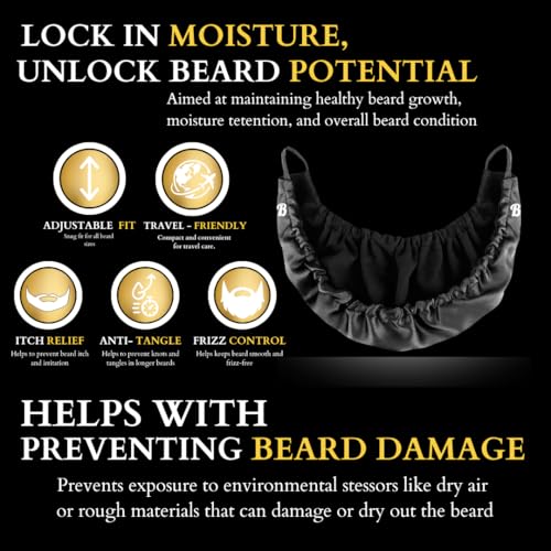 Satin Beard Bonnet for Sleeping - Adjustable Beard Protector & Conditioner