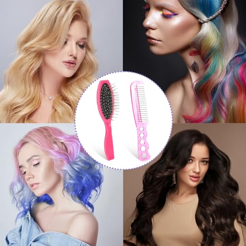 Pink Wig Brush Set - 2 PCS Detangling Brushes for Synthetic Wigs
