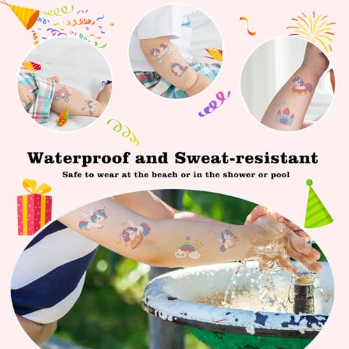 104 PCS Unicorn Temporary Tattoos for Kids - Safe & Fun Party Favors