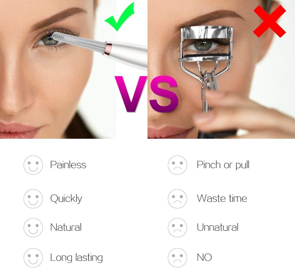 Electric Eyelash Curler - USB Rechargeable Heated Curlers for Soft Short/Long Lashes | 3 Temperature Modes, Quick & Long-Lasting Curling