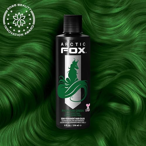 Arctic Fox Phantom Green Semi-Permanent Hair Dye 8 fl oz - Vegan, Cruelty-Free, Bright Forest Green, Custom Color Mixable