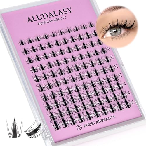ALUDALASY Manga Lash Clusters Kit - C Curl Wispy Lashes with Invisible Band