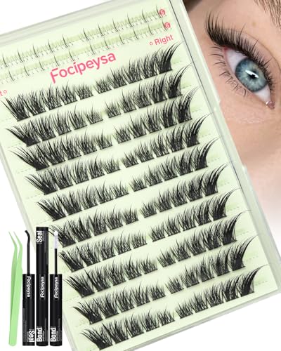 Focipeysa Fox Eye Lash Clusters Kit with Bond, Seal, and Applicator
