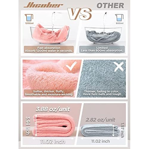 Hicober Microfiber Hair Towel Wrap, Fast Drying Hair Towels for Women, Soft Lightweight Quick Dry Turban for Curly & Long Hair?3 Pack(Blue/Grey/Pink)