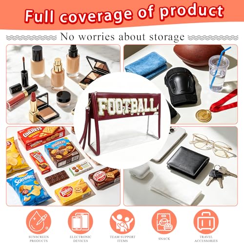SUMINGGO Football Mom Essentials Clear Stadium Bag - Brown, TSA Approved